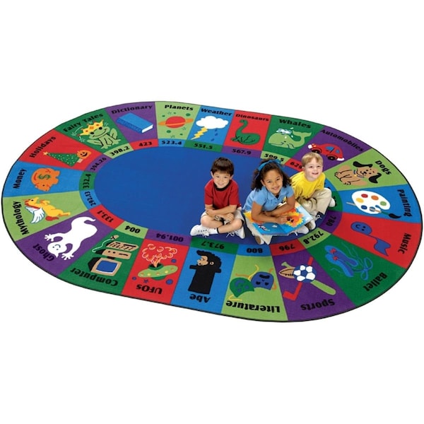 Carpets For Kids Dewey Decimal Fun 6.75 ft. x 9.42 ft. Oval Rug CA61916 - main